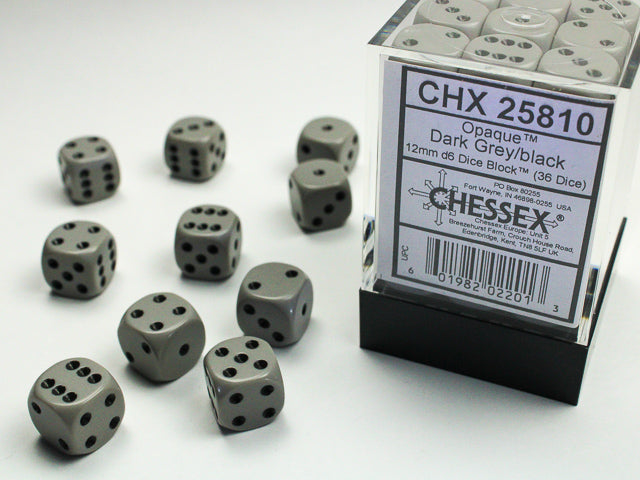 Chessex - 36D6 - Opaque - GREY/BLACK