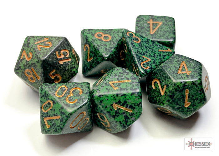 Chessex - 7 Piece - Speckled - Golden Recon