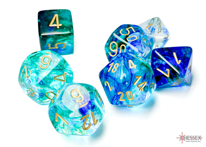 Chessex - 7-Dice Set - Nebula - Oceanic / Gold Luminary ( Polyhedral )