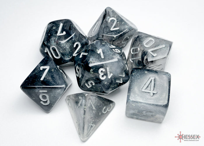 Chessex - 7-Dice Set - Borealis - Light Smoke/Silver Luminary (Polyhedral)