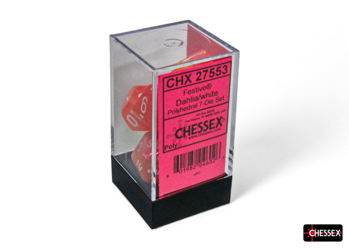 Chessex - 7-Dice Set - Festive - Dahlia/White (Polyhedral)