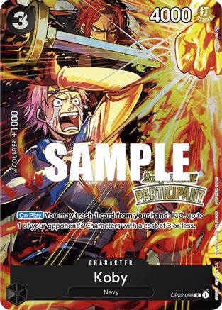 Koby (Online Regional 2023) [Participant] (OP02-098) - One Piece Promotion Cards Foil [Promo]