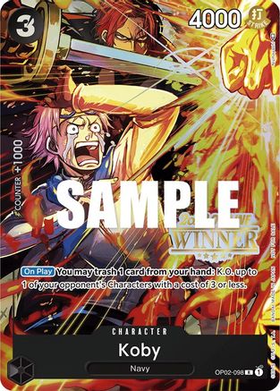 Koby (Offline Regional 2023) [Winner] (OP02-098) - One Piece Promotion Cards Foil [Promo]