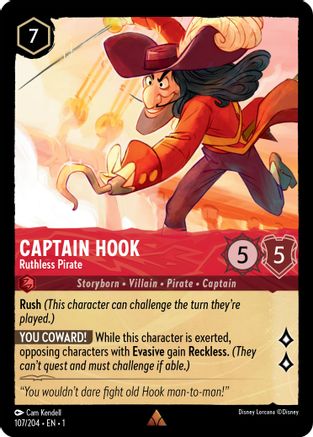 Captain Hook - Ruthless Pirate (107/204) - The First Chapter Cold Foil [Rare]