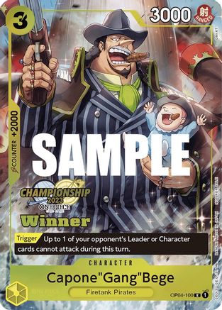 Capone"Gang"Bege (CS 2023 Top Players Pack) [Winner] (OP04-100) - One Piece Promotion Cards  [Rare]