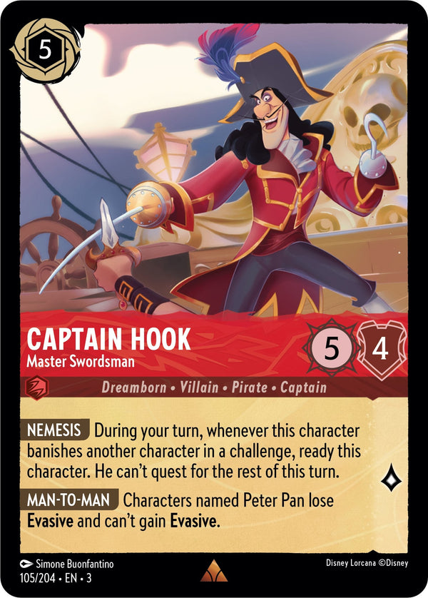 Captain Hook - Master Swordsman (105/204) - Into the Inklands  [Rare]