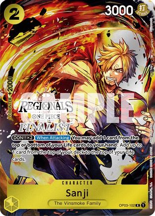 Sanji (Online Regional 2024) [Finalist] (OP03-102) - One Piece Promotion Cards Foil [Rare]