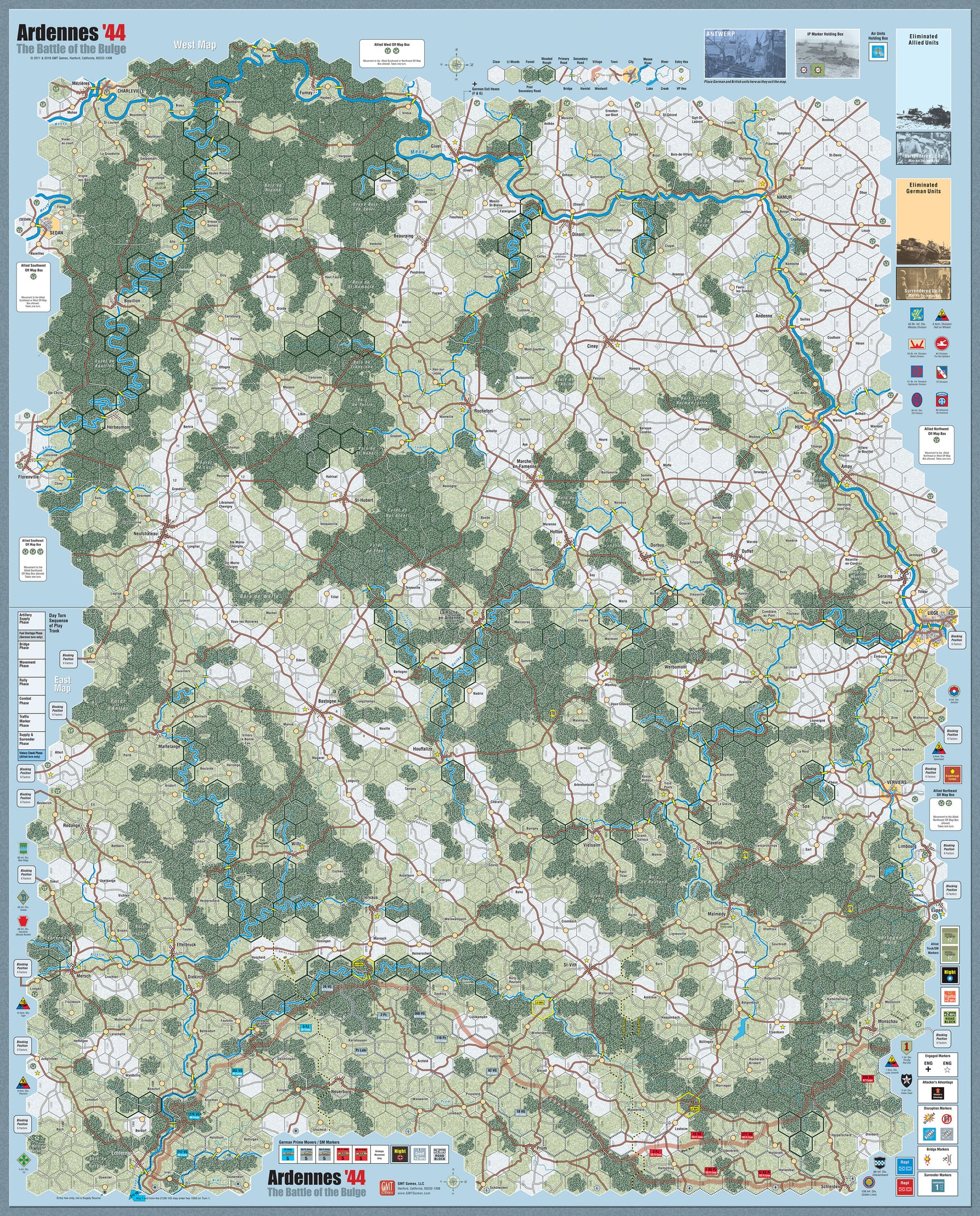Ardennes '44 (4th Edition) Mounted Maps *PRE-ORDER*