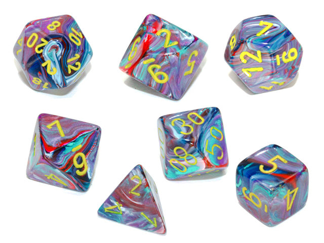 Chessex - 7-Dice Set - Festive - Mosaic/Yellow (Polyhedral)