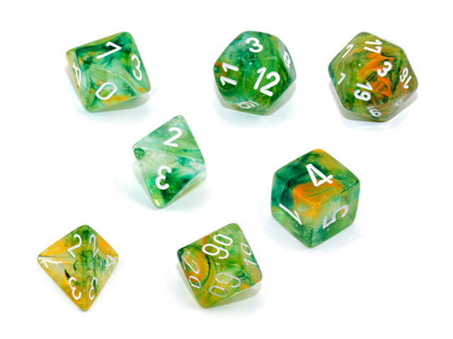 Chessex - 7-Dice Set - Nebula - Spring/White Luminary (Polyhedral)