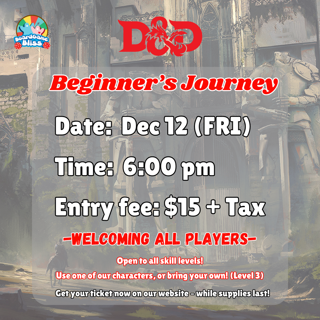 Dungeon & Dragon Beginner's Journey (Learn to Play Night) (Dec 12)