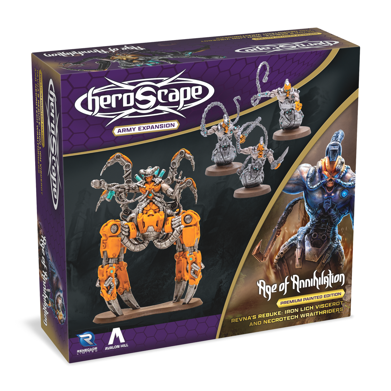 Heroscape: Revna's Rebuke – Iron Lich Viscerot and Necrotech Wraithriders Army Expansion (Premium Painted Edition) *PRE-ORDER*