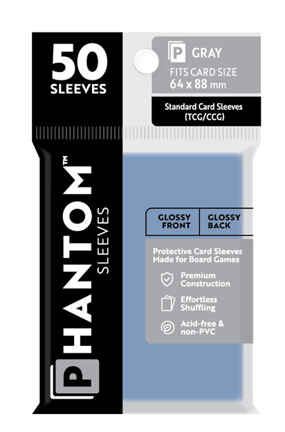 Phantom Card Sleeves - Gray Standard Size (64mm x 88mm) - Gloss/Gloss (50ct)