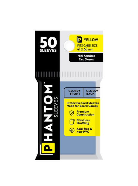 Phantom Card Sleeves - Yellow Mini-American Size (41mm x 63mm) - Gloss (50ct)