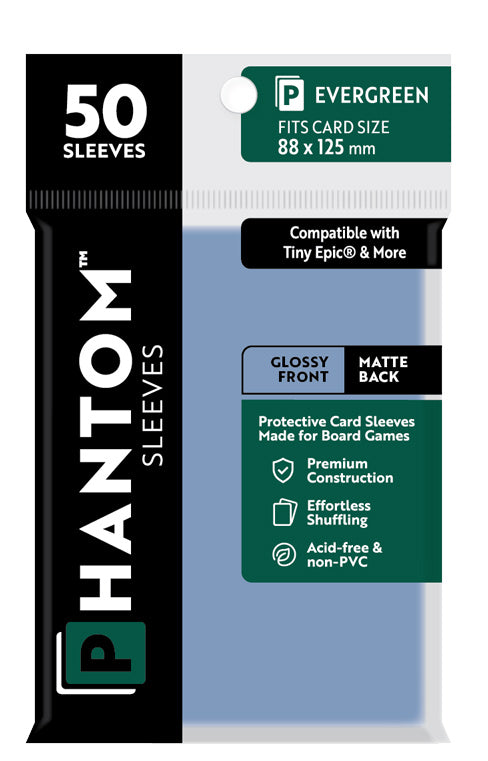 Phantom Card Sleeves - Evergreen - Compatible with "Tiny Epic" Size (88mm x 125mm) - Gloss/Matte (50ct)