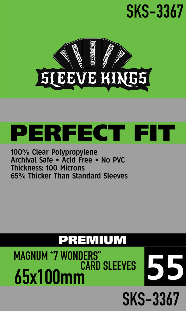 Sleeve Kings - Perfect Fit Premium Magnum "7 Wonders" Card Sleeves (65   Board Game Bliss