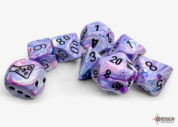 Chessex - Lab Dice 7 Piece - Hydrangea/Black (With Bonus Die)