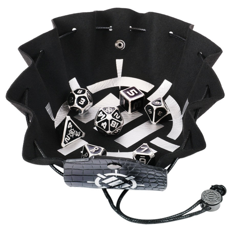 7-Set Enhance: Black Enamel Dice with Dice Pouch/Tray