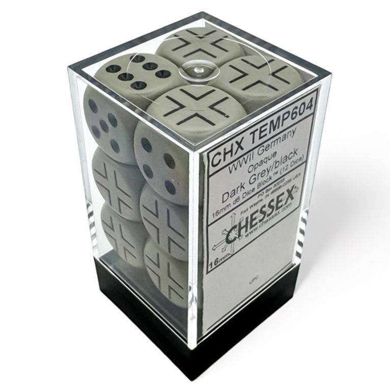 Chessex - 16D6 - Opaque - WW2 German Dark Grey / Black