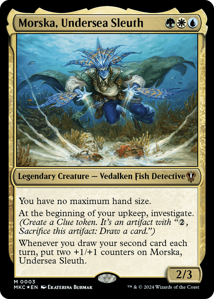 Mythic Rare Foil Individual Magic The Gathering Cards Morska, Undersea Sleuth 0003 - Foil Mythic Rare MTG Card From Murders At Karlov Manor (Near Mint) Collector Mtg Card Mythic Rare Foil Individual Magic The Gathering Cards Morska, Undersea Sleuth 0003 - Foil Mythic Rare MTG Card From Murders At Karlov Manor (Near Mint) Collector Mtg Card