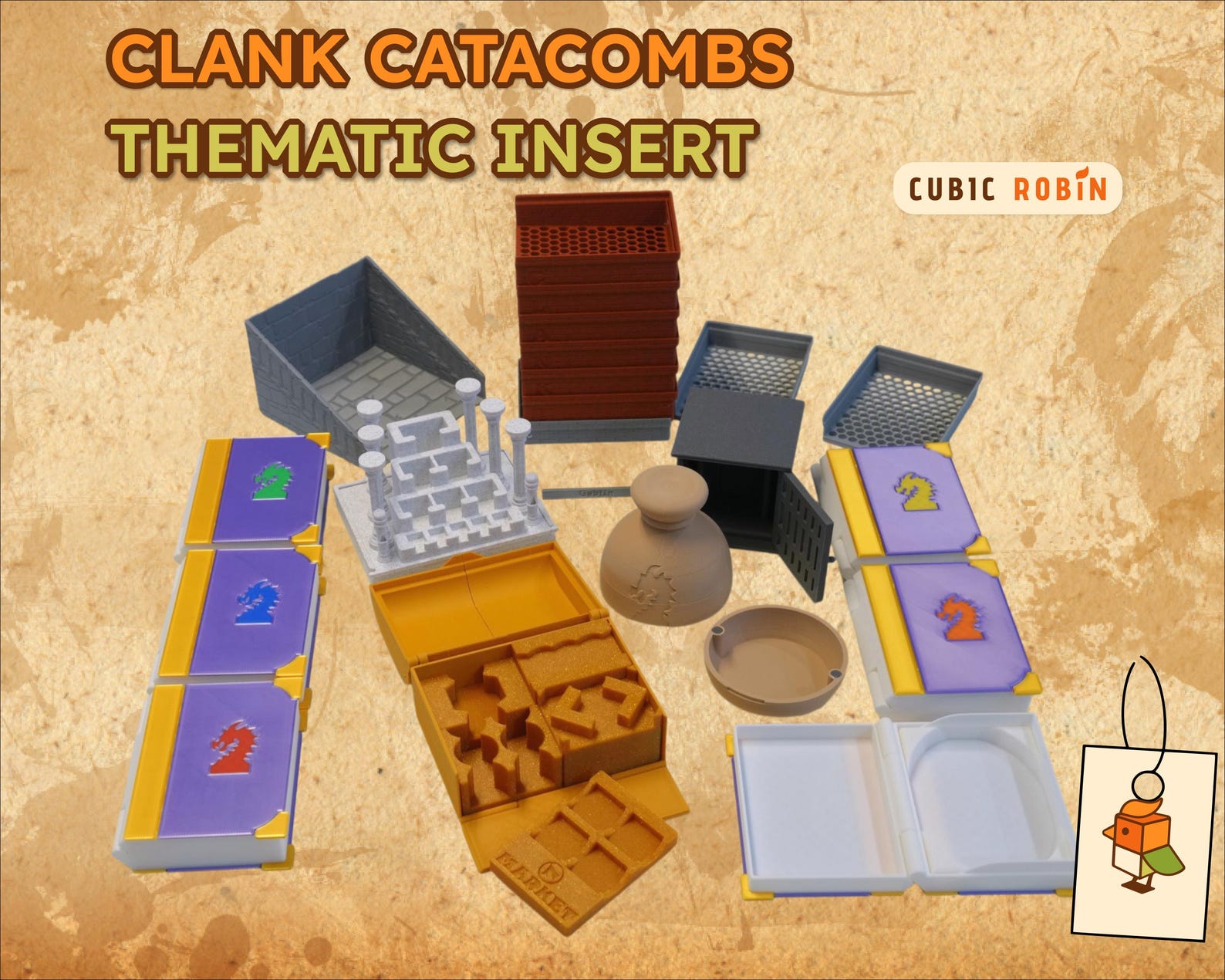 BGisGood - Clanks! Catacombs Board Game Thematics Insert Organizer - All Set 6 Players Magnet