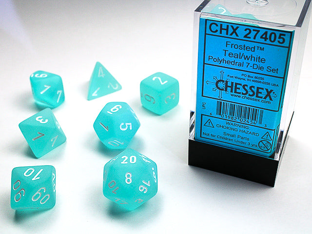 Chessex - 7-Dice Set - Frosted - Teal/White (Polyhedral)