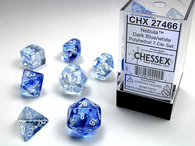 Chessex - 7-Dice Set - Nebula - Dark Blue/White (Polyhedral)