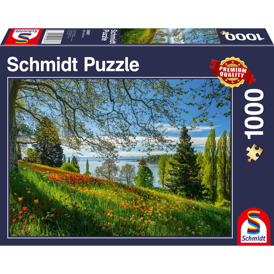 Schmidt Spiele 1000-Piece Tulip Field Jigsaw Puzzle - Mainau Island Scene, 69.3x49.3cm