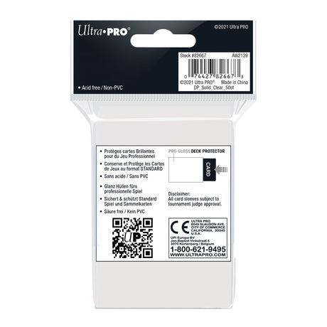Ultra Pro - PRO-Gloss 50ct Standard Deck Protector® sleeves: Clear