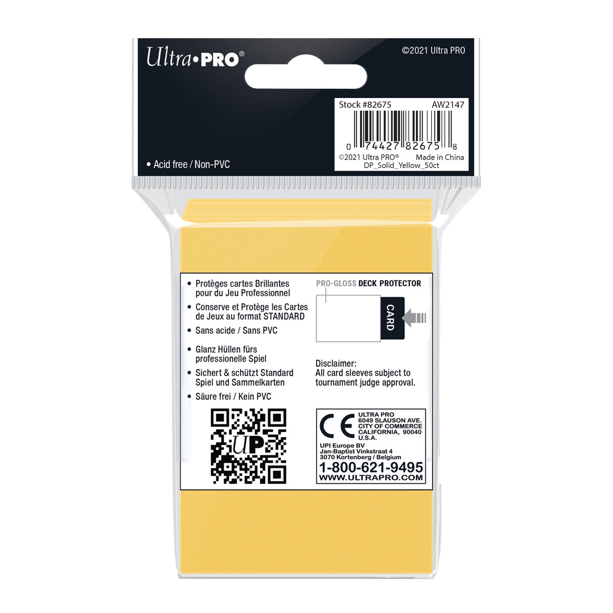 Ultra Pro - PRO-Gloss 50ct Standard Deck Protector® sleeves: Yellow