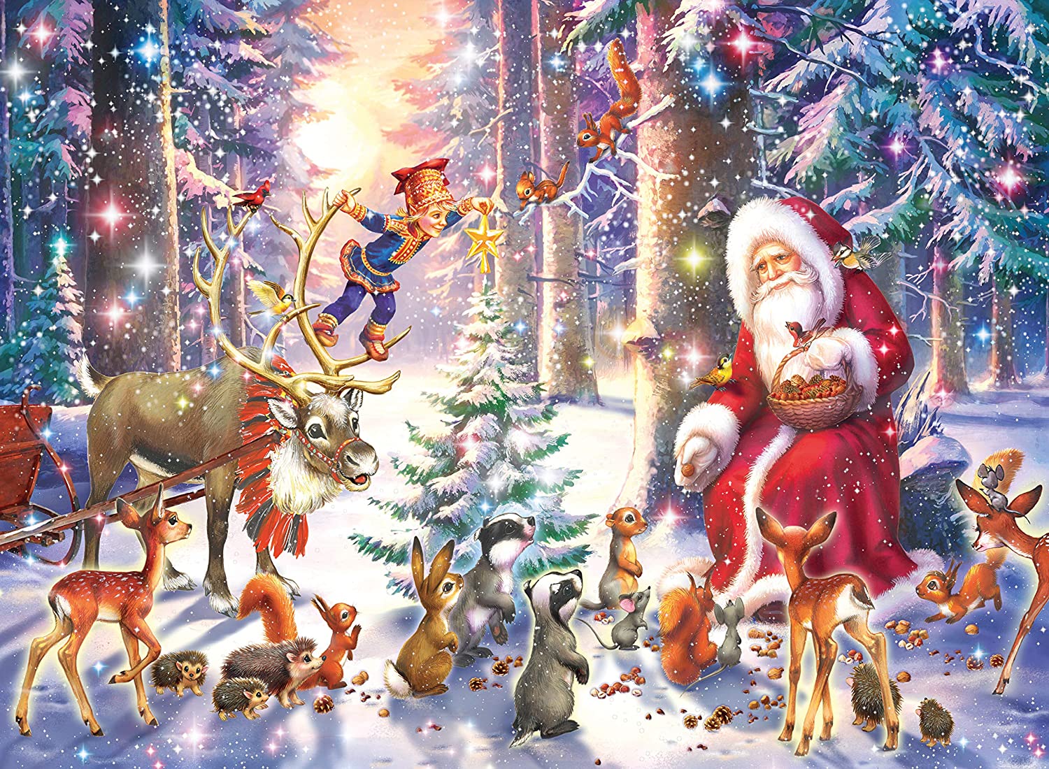 Puzzle - Ravensburger - Christmas in the Forest (100 Pieces)