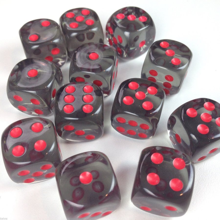 Chessex - Translucent: 12D6 Smoke / Red