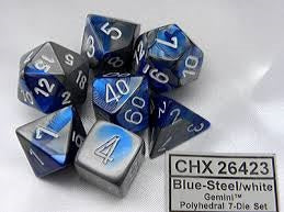 Chessex - 7-Dice Set - Gemini - Blue-Steel/White