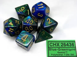 Chessex - 7-Dice Set - Gemini - Blue-Green/Gold