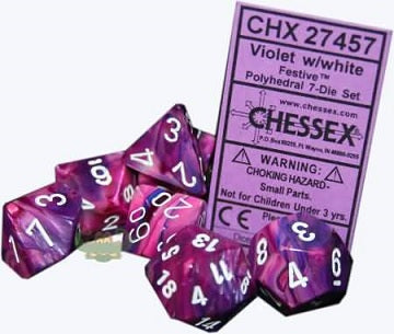 Chessex - 7-Dice Set - Festive - Violet/White