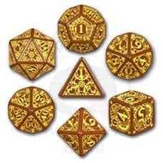 Dice Set - Steampunk - Brown/Yellow (7)