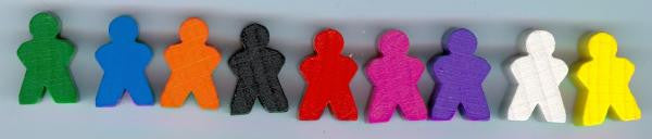 Wooden Worker Meeples (9 Assorted Colors)