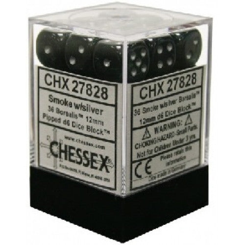 Chessex - 36D6 - Borealis - Smoke/Silver