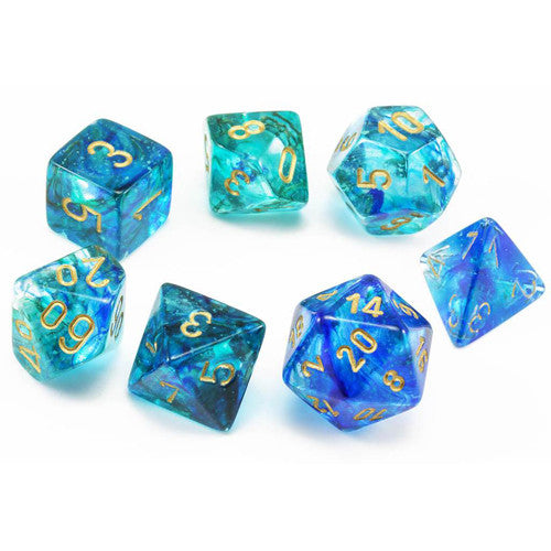 Chessex - 7-Dice Set - Nebula - Oceanic / Gold Luminary ( Polyhedral )