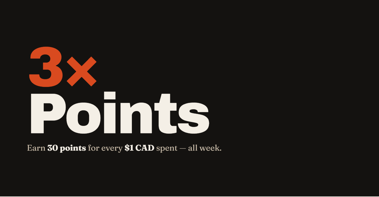 Triple Reward Points on All Orders Until April 26