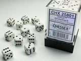 Chessex - 36D6 - Opaque - WHITE/BLACK