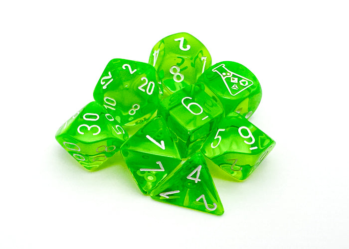Chessex - Lab Dice 7 Piece - Translucent - Rad Green/White (With Bonus Die)