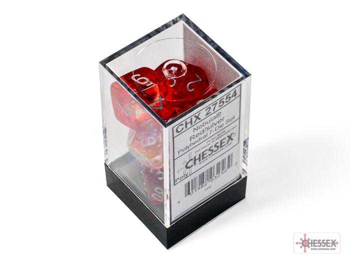 Chessex - 7-Dice Set - Nebula - Red/Silver Luminary (Polyhedral)