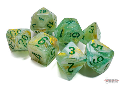 Chessex - 7-Dice Set - Marble - Green/Dark Green (Polyhedral)