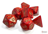 Chessex - 7-Dice Set - Scarab - Scarlet/Gold (Polyhedral)