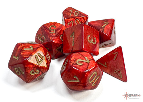 Chessex - 7-Dice Set - Scarab - Scarlet/Gold (Polyhedral)