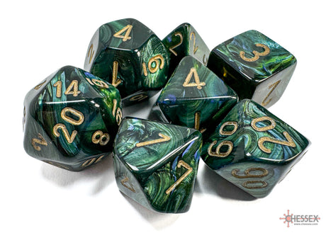 Chessex - 7-Dice Set - Scarab - Jade/Gold (Polyhedral)