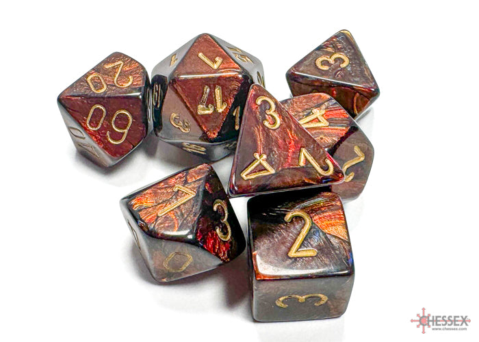 Chessex - 7-Dice Set - Scarab - Blue Blood/Gold (Polyhedral)