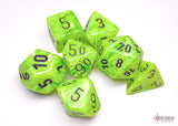 Chessex - 7-Dice Set - Vortex - Bright Green/Black (Polyhedral)