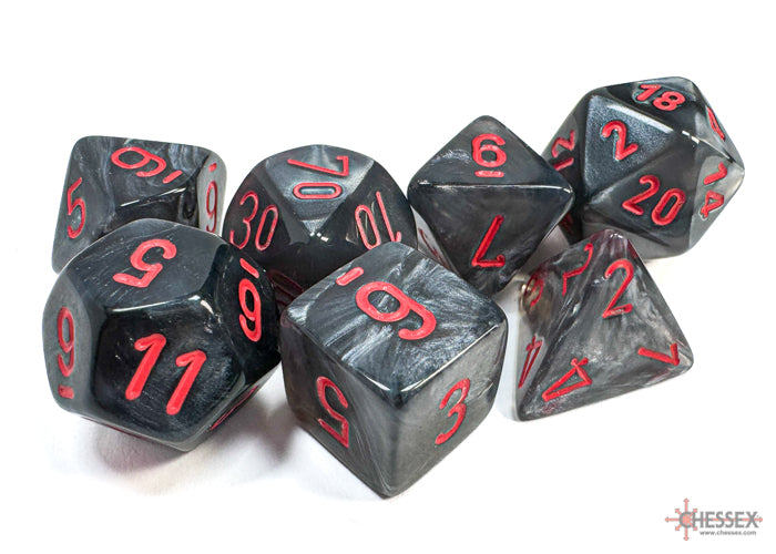 Chessex - 7-Dice Set - Velvet - Black /Red (Polyhedral)